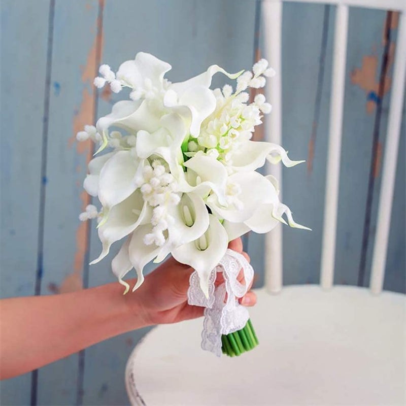 IPOPU 24PCS Artificial Flowers Fake Calla Lily Flowers Real Touch Calla Lily Faux Flowers Arrangement Bouquet for Home Garden Office Party Wedding Bouquet Centerpieces Flower Home Decoration (White) - Image 5
